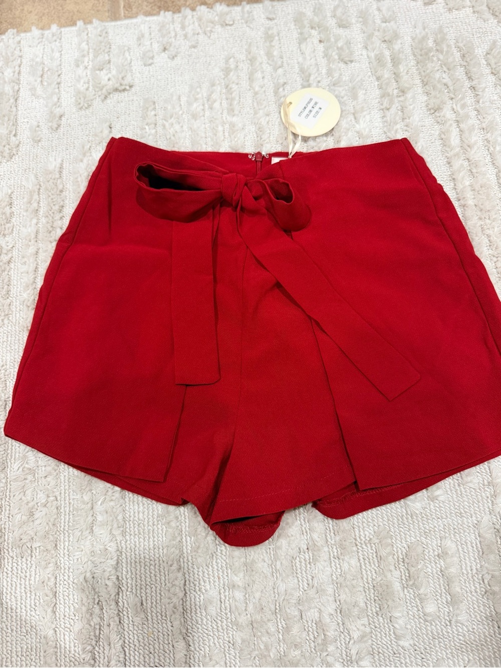 Luxxel Red Tie-Front Skort Shorts